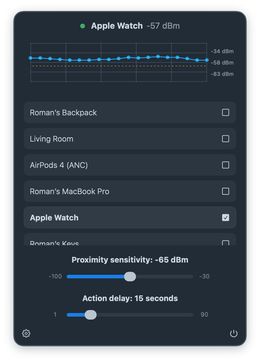 ProximityShortcuts Main Interface
