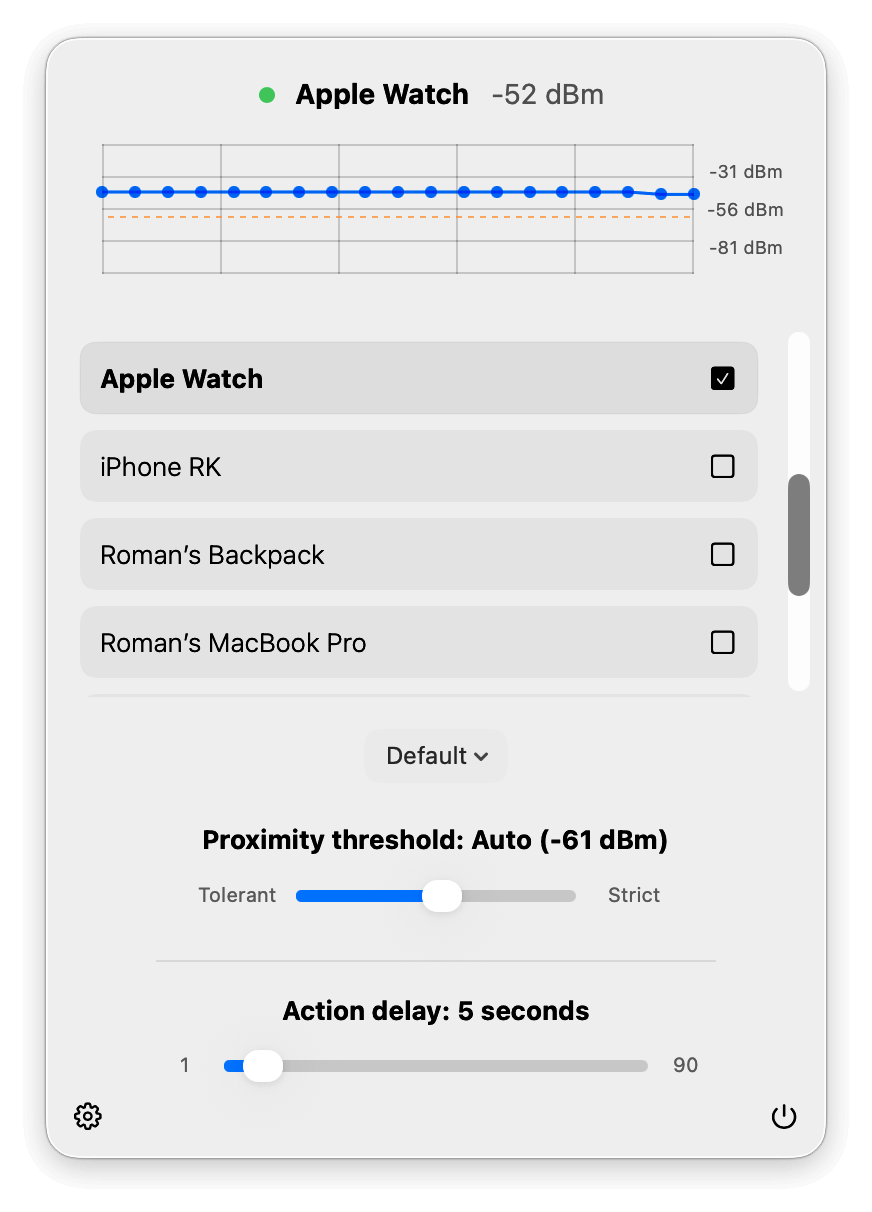 ProximityShortcuts Main Interface Light Mode